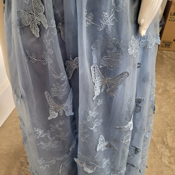 NWT Sky Blue Butterfly Dress Corset Formal Prom Wedding Bridesmaid - Picture 4 of 12